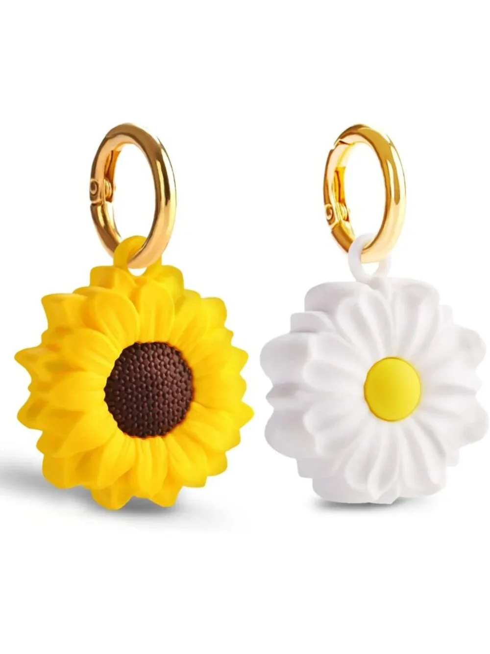 Sunflower & Daisy AirTag Keychain Holder - Protective, Portable, Stylish Design